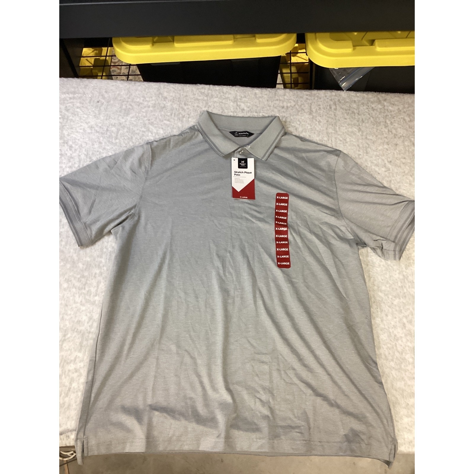 Members Mark Mens Stretch Pique Polo Shirt Soft Silver Gray Xl New With Tags..